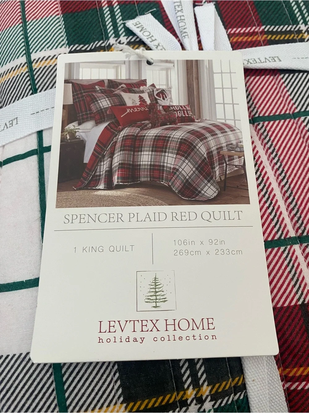 Levtex Home - Spencer Plaid Red Quilt - KING - Red, Green, White, yellow 106x92